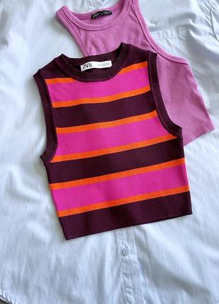 Кроп топ в полоску широкая цветная зара