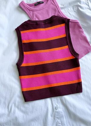Кроп топ в полоску широкая цветная зара
