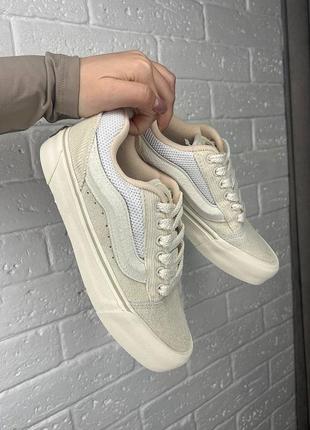 Класні жіночі кеди vans knu skool beige бежеві