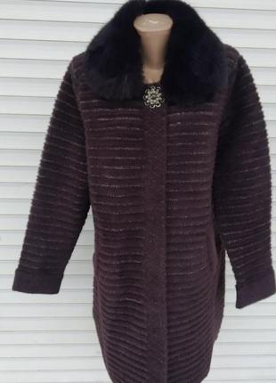 Шикарне тепле пальто, туреччина,с коміром,хутром,.3 фото