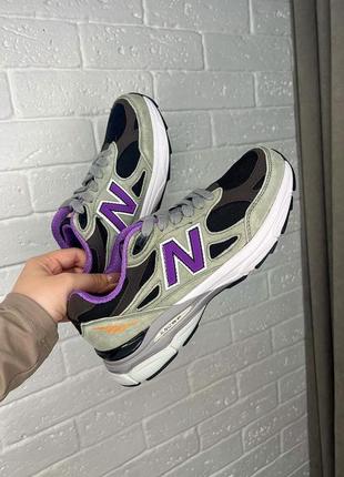 Стильні жіночі кросівки new balance 990 v3 miusa grey black purple сірі з фіолетовим6 фото