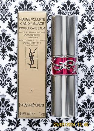 Зволожуючий блиск бальзам для губ yves saint laurent candy glaze 4 nude pleasure lip gloss balm ysl1 фото