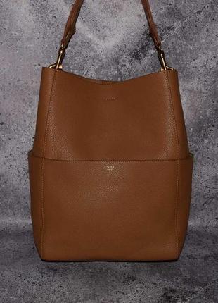 Celine paris sangle bucket bag brown (женская премиальная сумка селин