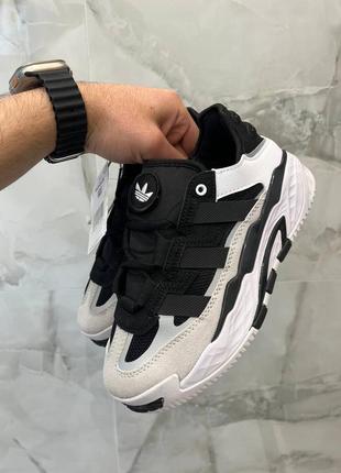 Трендовые женские кроссовки adidas niteball black white чёрно-белые2 фото