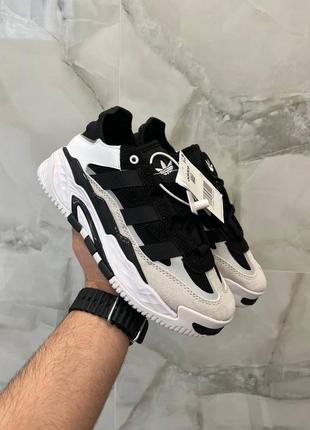 Трендовые женские кроссовки adidas niteball black white чёрно-белые1 фото