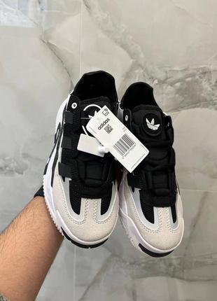 Трендовые женские кроссовки adidas niteball black white чёрно-белые3 фото