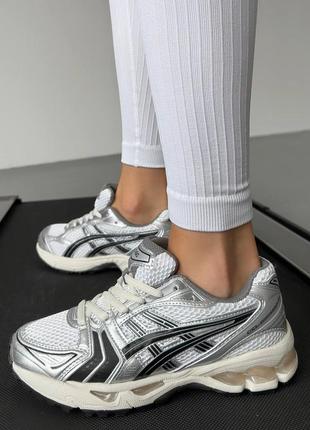 Классные женские кроссовки asics gel-kayano 14 silver black серебристые с чёрным2 фото