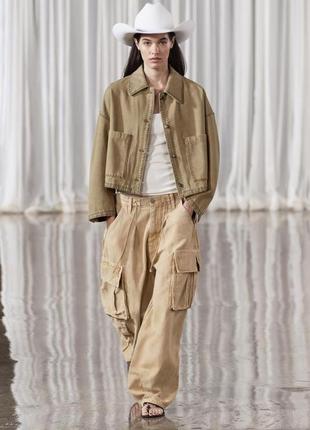 Верхня сорочка хакі вкорочена zara new
