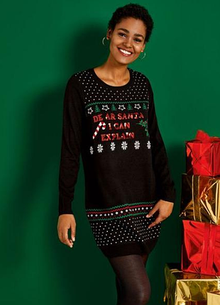 Женское новогоднее трикотажное платье-туника  от известного бренда esmara