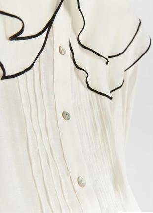 Изысканная блуза рубашка с воротничком с контрастной окантовкой4 фото
