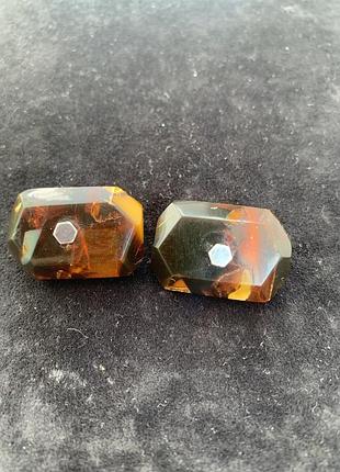 Запонки серебро 875 янтарь