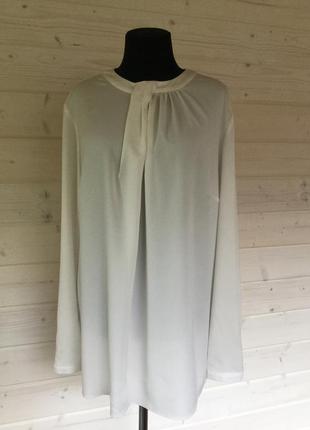 Великий розмір біла блуза базова фірмова шифонова кольору айворі