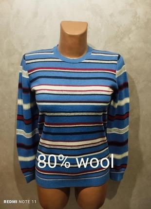 Яркий красочный шерстяной свитер стильного итальянского бренда united colors of benetton