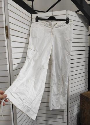 Белые брюки 48 50 l xl женские брюки бриджи коттоновые 100% cotton хлопковые