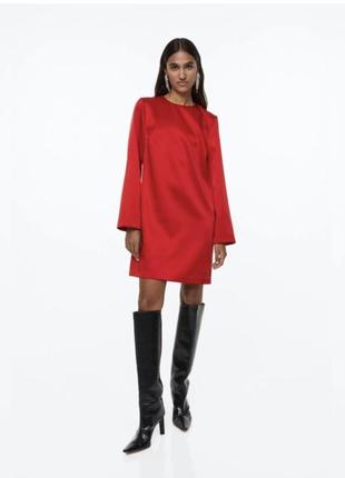 Красное мини платье - туника от h&amp;m p.xs2 фото