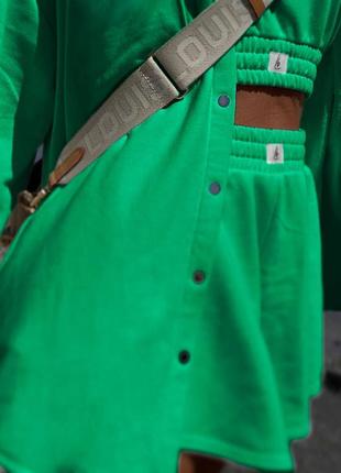 Зеленый трава женский летний костюм топ шорты рубашка оверсайз свободного кроя женский повседневный прогулочный летний костюм2 фото