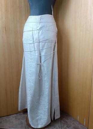 Нарядная юбка натуральный шелк со шнуровкой восточный рисунок5 фото
