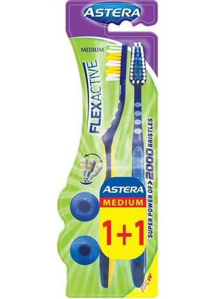 Зубная щетка astera flex active 1+1 medium (средней жесткости)1 фото