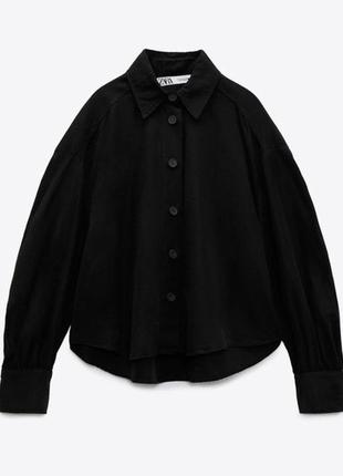 Льняная натуральная рубашка рубашка из лиоцелла льна zara voluminous linen blend shirt