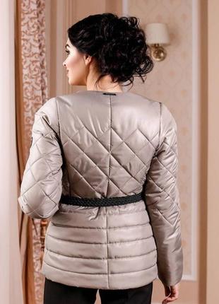 Модная женская стеганая куртка без воротника, салат/оливка, р. 46, украина2 фото