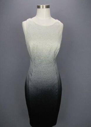 Изысканное элегантное дизайнерское сатиновое платье-футляр миди с эффектом омбре karen millen3 фото