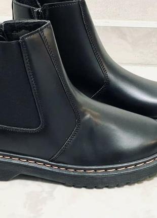 Женские ботинки екокожа черные челси2 фото