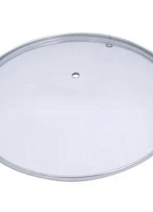 Крышка стеклянная без ручки со стальным ободком для кастрюль и сковородок d-22 см
