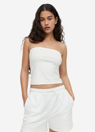 Белый топ бандо h&amp;m basic1 фото