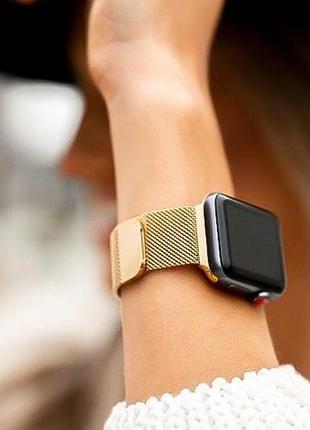 Металевий ремінець для apple watch gold
