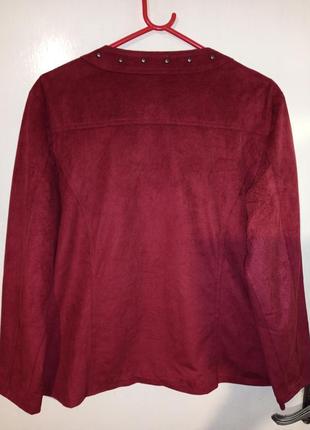 Стильная,лёгкая,вишневая куртка-ветровка-а-ля-шанель,экозамша,большого размера,atlas3 фото