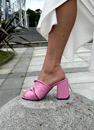 Шльопанці жіночі шкіра замш каблук босоніжки