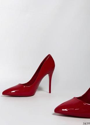 Туфли лодочки на высоком каблуке, красные - арт. 343115 фото
