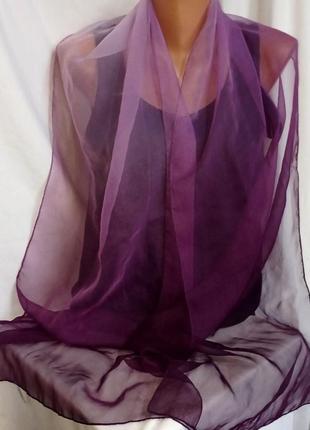 Легкий фиолетовый полупрозрачный шарф jago италия +подарок