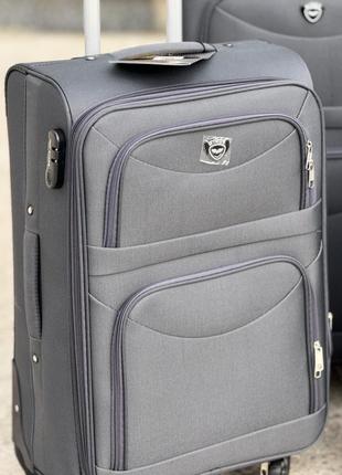 Большой чемодан дорожный тканевый l польша на колесах wings с подшипником4 фото