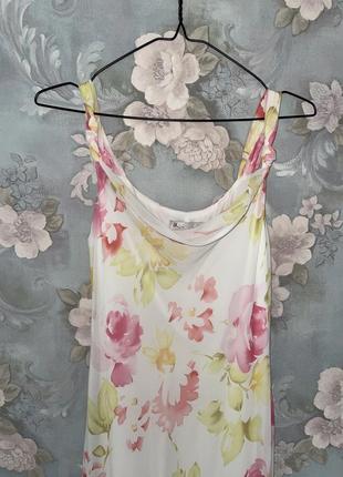 Шикарное платье винтаж шифон в цветочный принт ромашки пиона розы3 фото