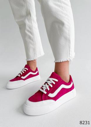 🔥кеди&nbsp; женские vinsa фуксия + белая натуральная замша