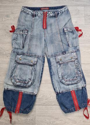 Кружевные джинсы карго кроп джинсы2 фото