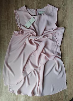 Удлиненная блузка бледно розового цвета с боковыми разрезами5 фото