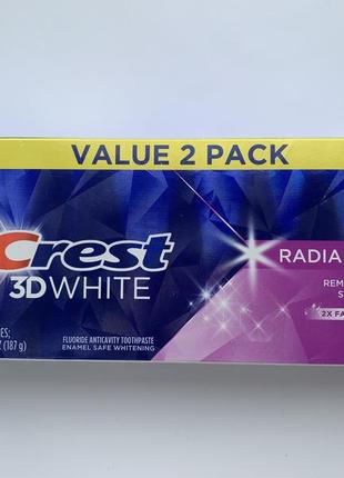 Набір із двох відбілююча зубна паста crest 3d white whitening radiant mint