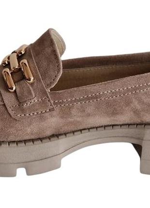 Замшевые туфли лоферы женские на утолщенной подошве цвет капучино 36-41 изготовление на заказ от производителя4 фото