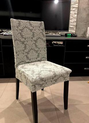 Жаккардовые чехлы на стулья без юбки универсальные натяжные декоративные, турецкие...