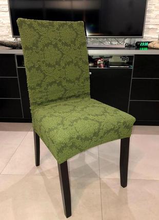 Жаккардовые чехлы на стулья без юбки универсальные натяжные декоративные, турецкие...
