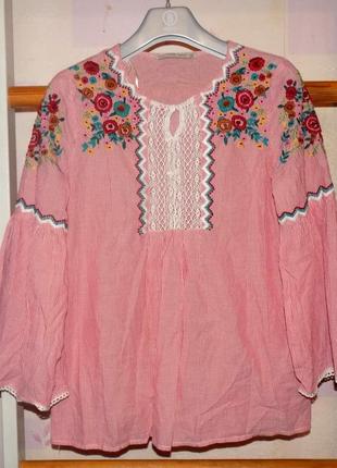 Блуза с вышивкой zara р.s
