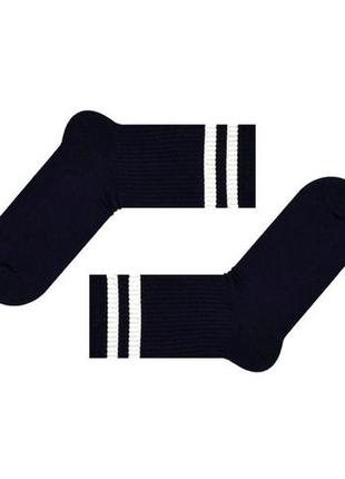 Темно-сині шкарпетки з білими смужками від sox2 фото