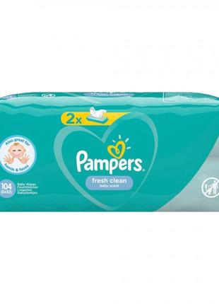 Детские влажные салфетки pampers fresh clean 104 шт (2х52 шт)