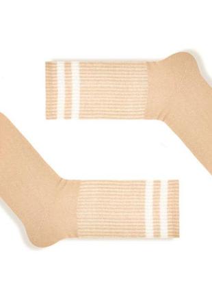 Високі шкарпетки sox бежевого кольору з білими смужками