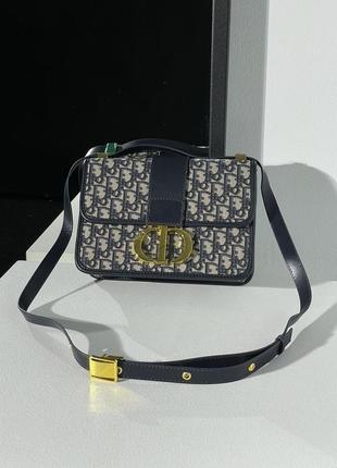 Сумка жіноча в стилі  christian dior 30 montaigne chain bag blue dior oblique jacquard6 фото