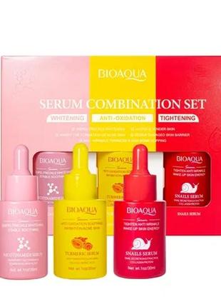 Подарунковий набір сироватк для шкіри обличчя bioaqua serum combination set 3 шт. х 30ml