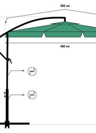 Зонт садовый угловой с наклоном зеленый 3м. + чехол6 фото
