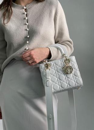 Сумка женская в стиле christian dior small lady dior my abcdior bag white6 фото